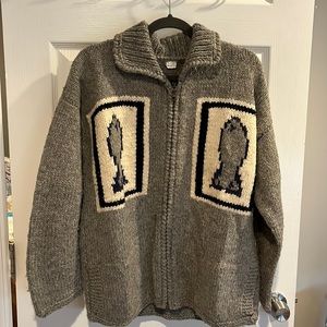 Heavy Sweater with fish design on front and back.